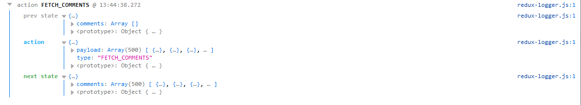 Browser console: Logger logs