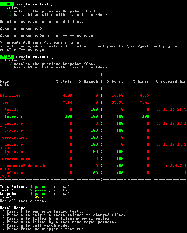 npm --coverage