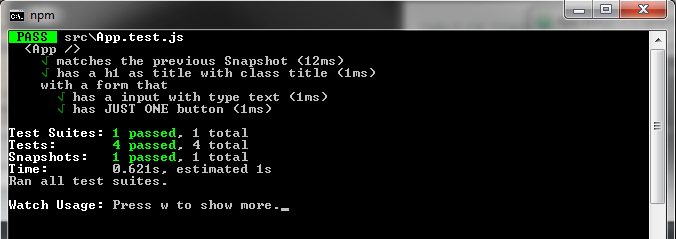 Unit Test: Snapshot not matching previous one